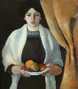August Macke Portrait with Apples : Wife of the Artist oil painting on canvas